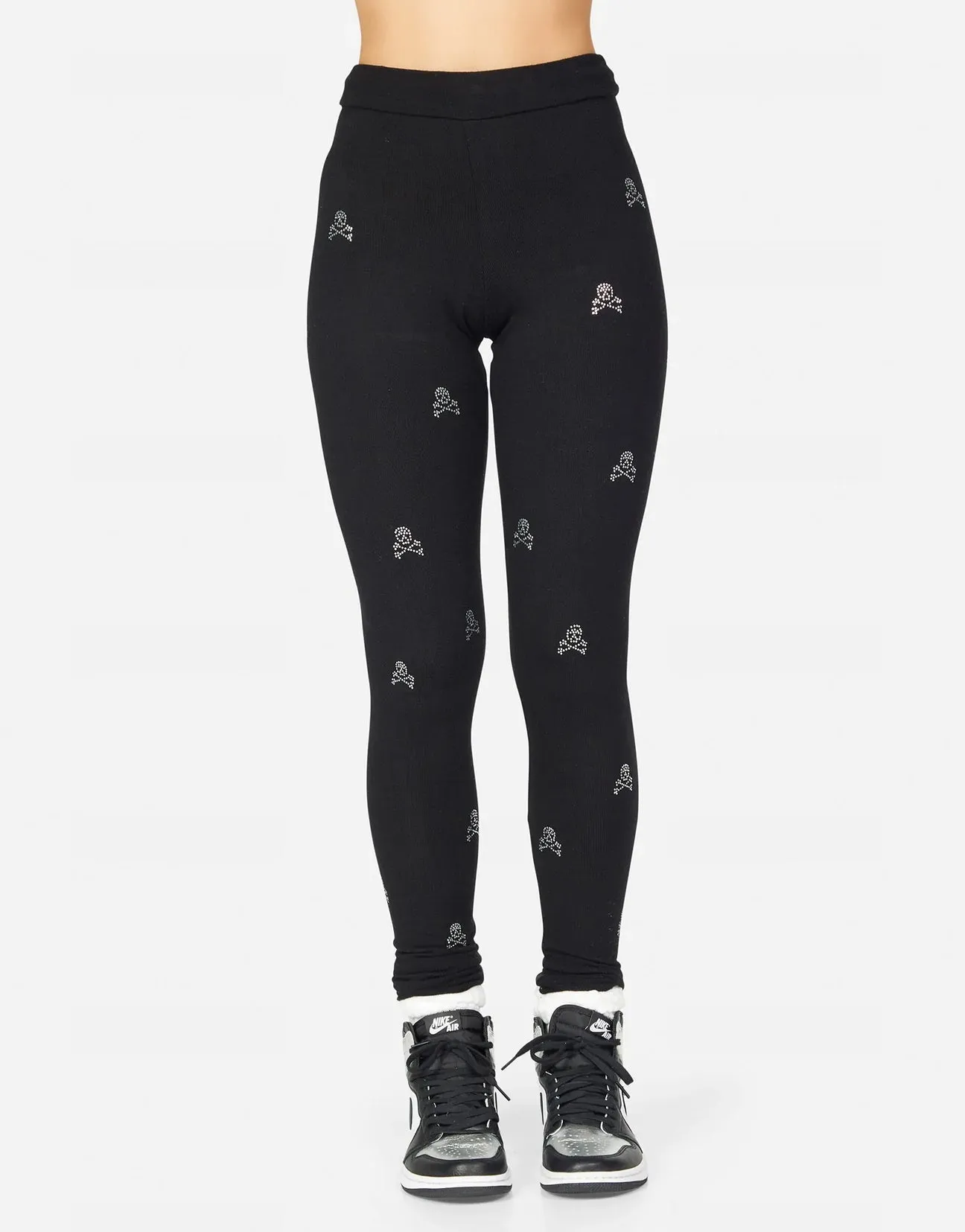 Lauren Moshi  Shae Mini Crystal Cross Bone Skulls Sweatpants