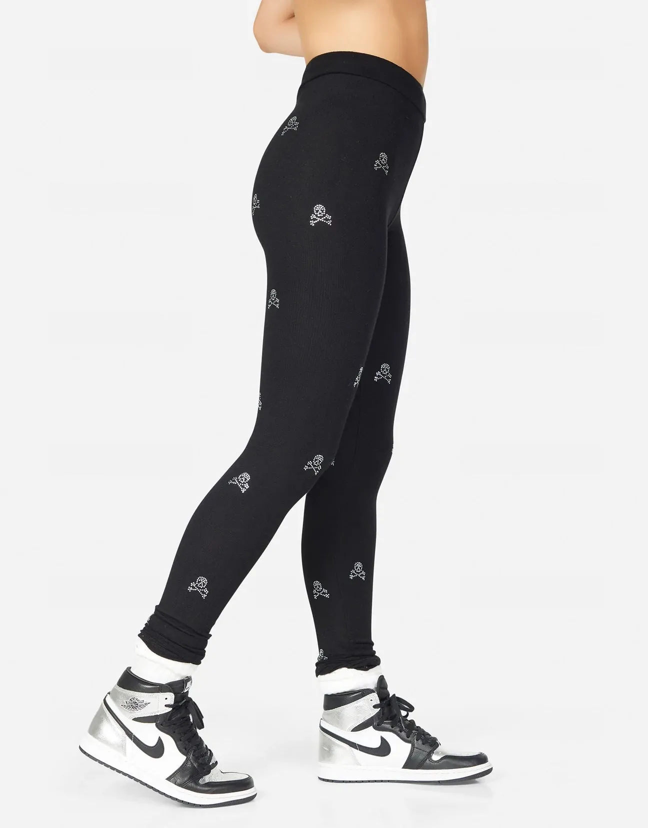 Lauren Moshi  Shae Mini Crystal Cross Bone Skulls Sweatpants