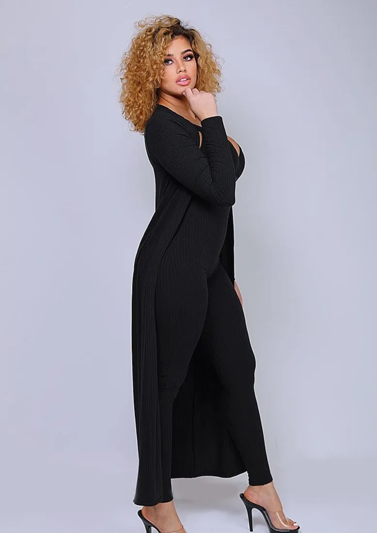 Layla V Neck Sleeveless Jumpsuit With Kimono Cover Up