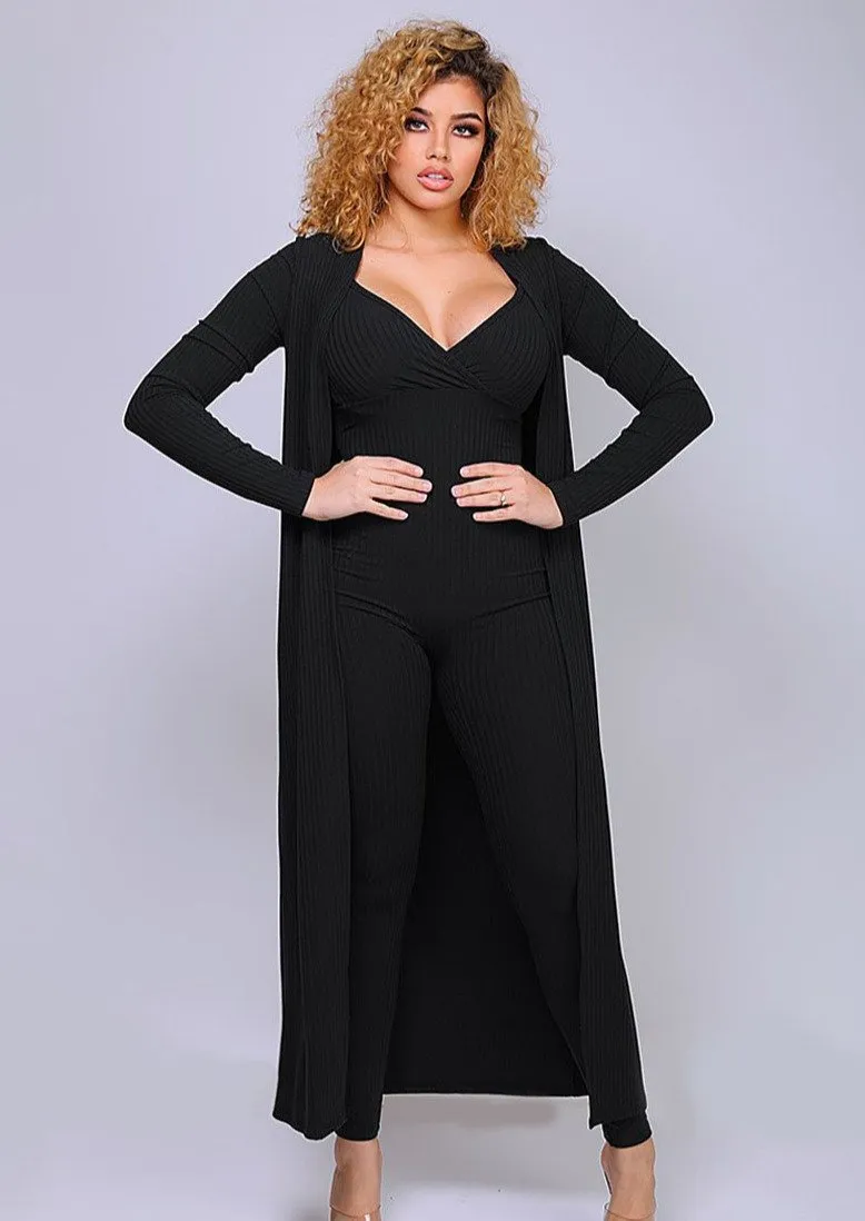 Layla V Neck Sleeveless Jumpsuit With Kimono Cover Up