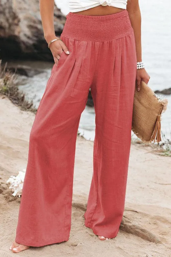 Leisure Wide Leg Cotton and Hemp Loose Pants