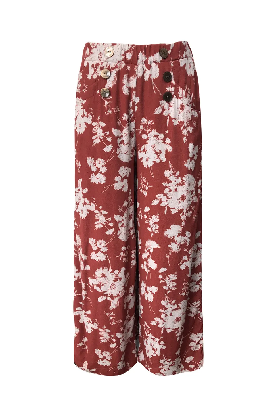 Lense Wide Leg Red Floral Print Pant