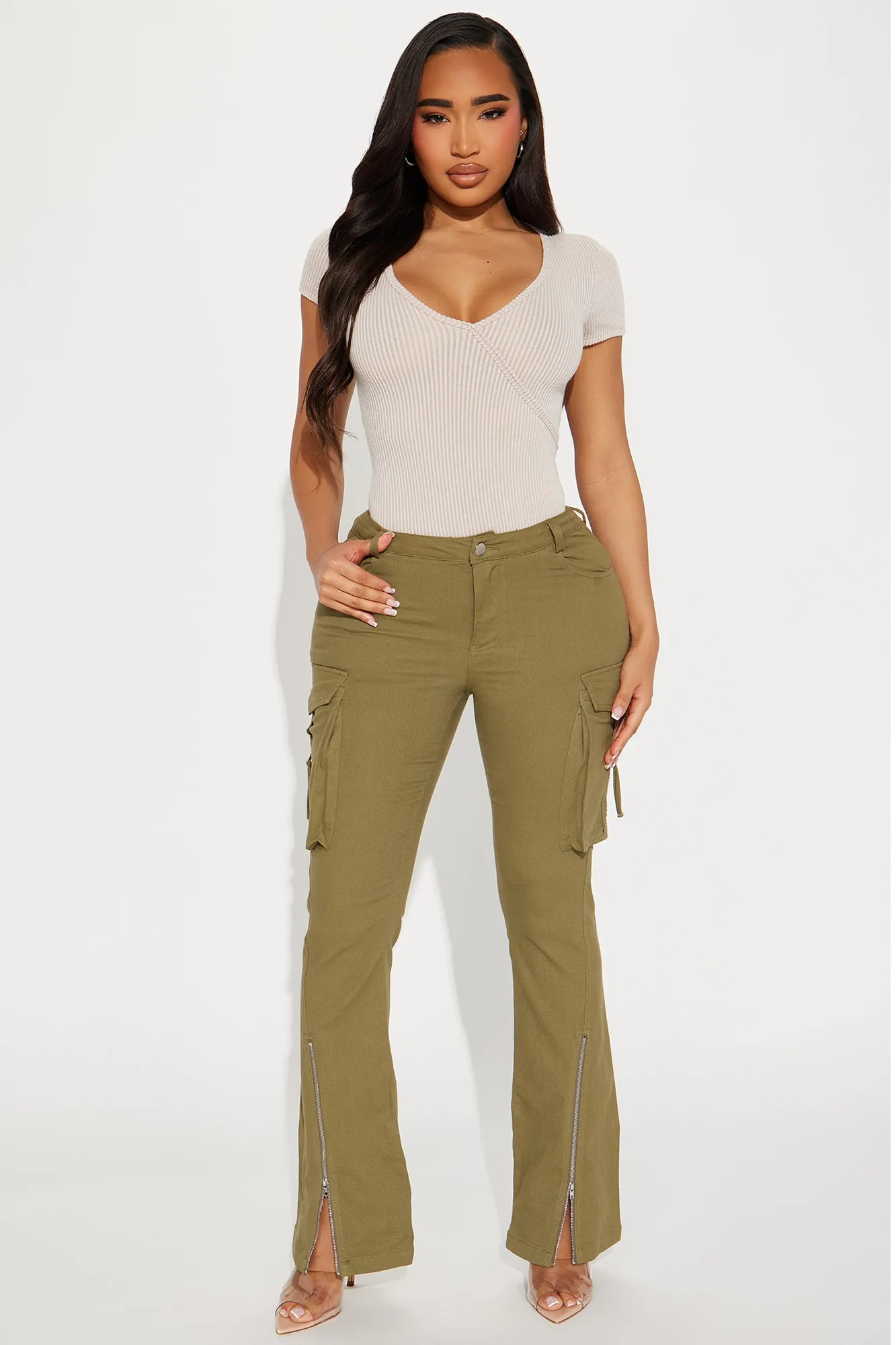 Make It Last Cargo Flare Pant - Olive