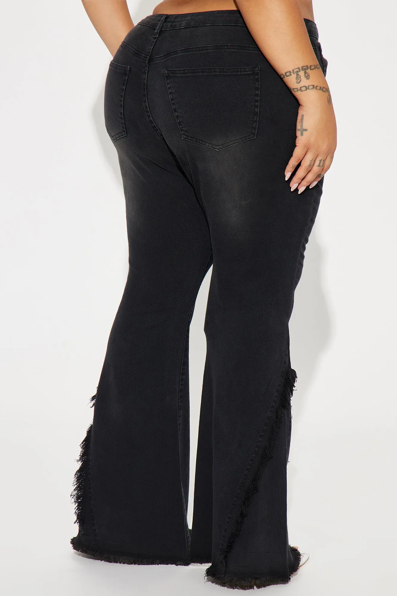 Mia Washed Flare Pant - Black