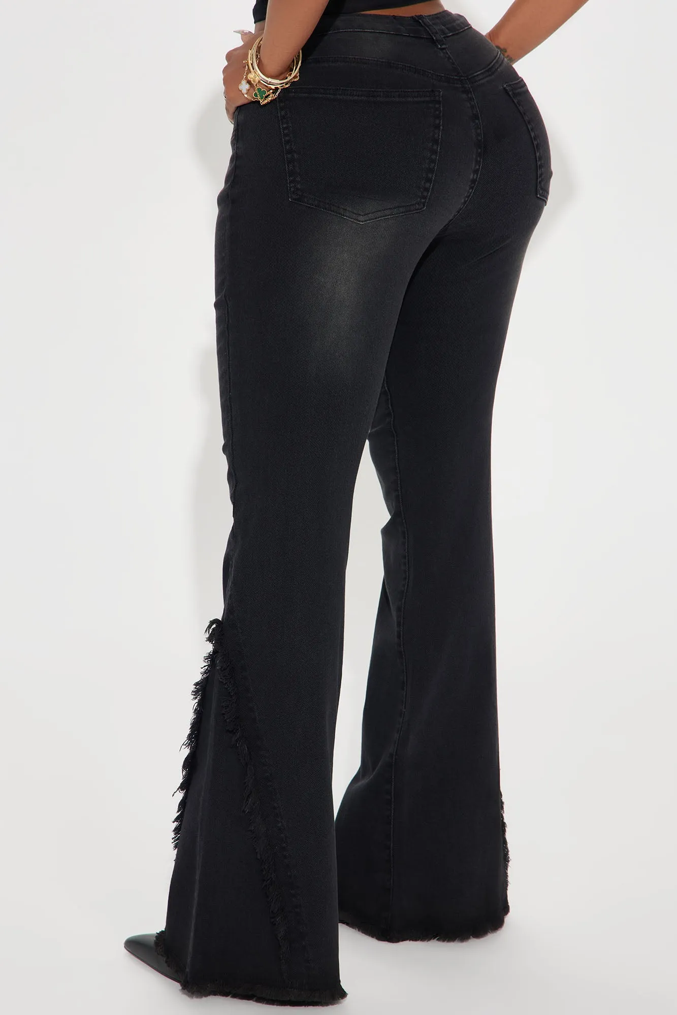 Mia Washed Flare Pant - Black