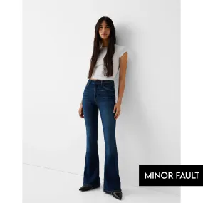 (Minor Fault) Dark Blue High Rise Flare Jeans