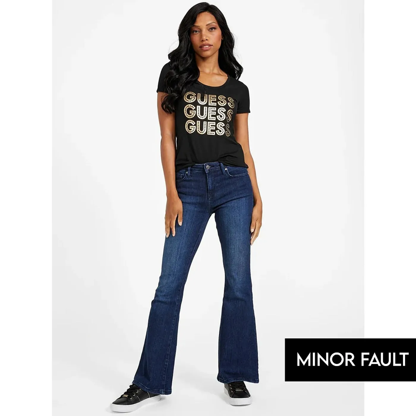 (Minor Fault) Dark Wash Mid Rise Flare Jeans