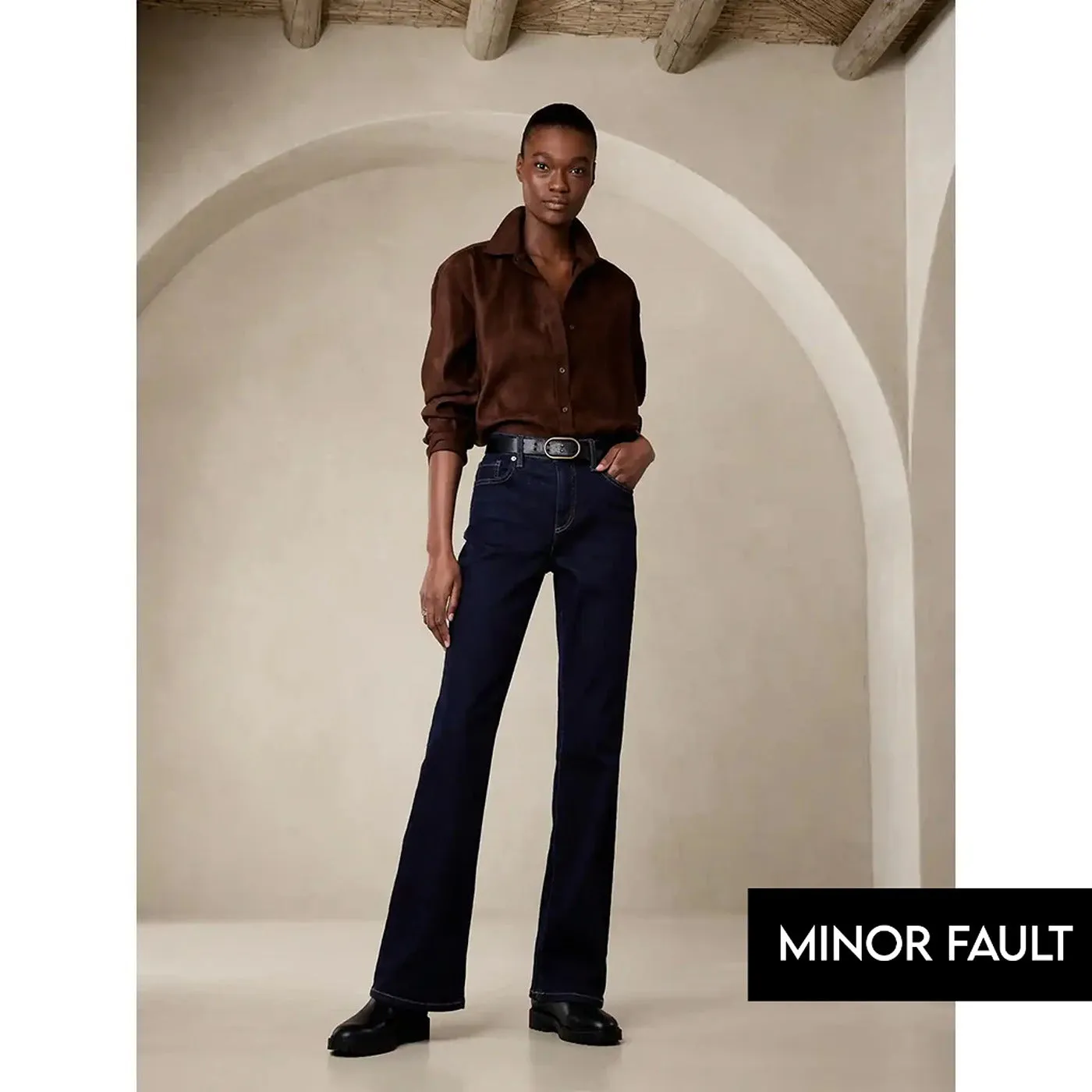 (Minor Fault) High Rise Rinse Wash Boot Cut Jeans