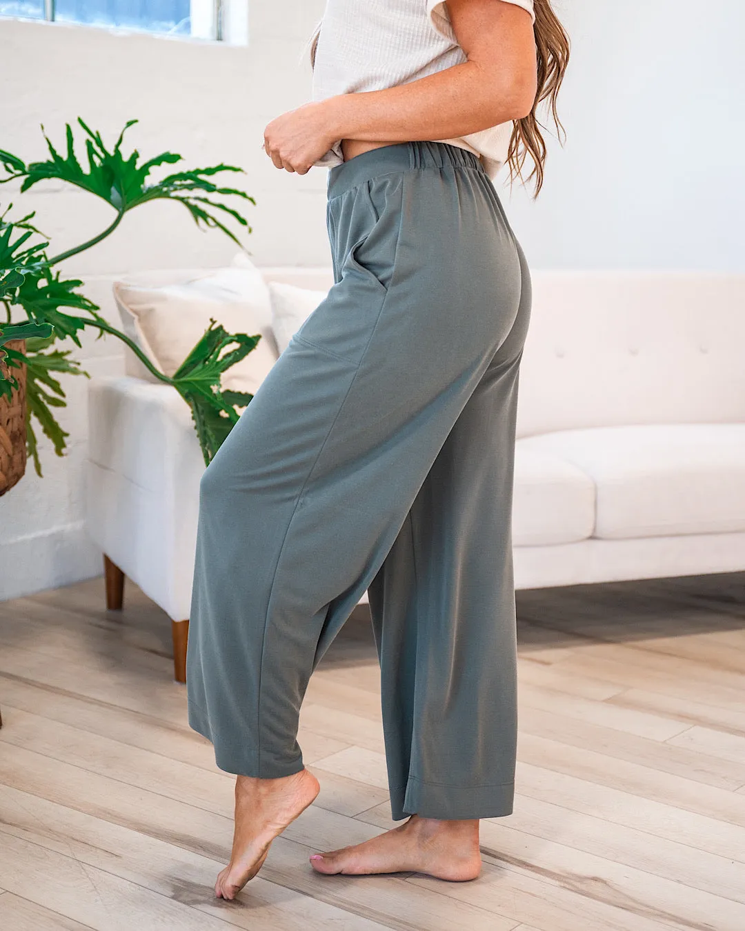 NEW! Daisy Modal Wide Leg Pants - Olive