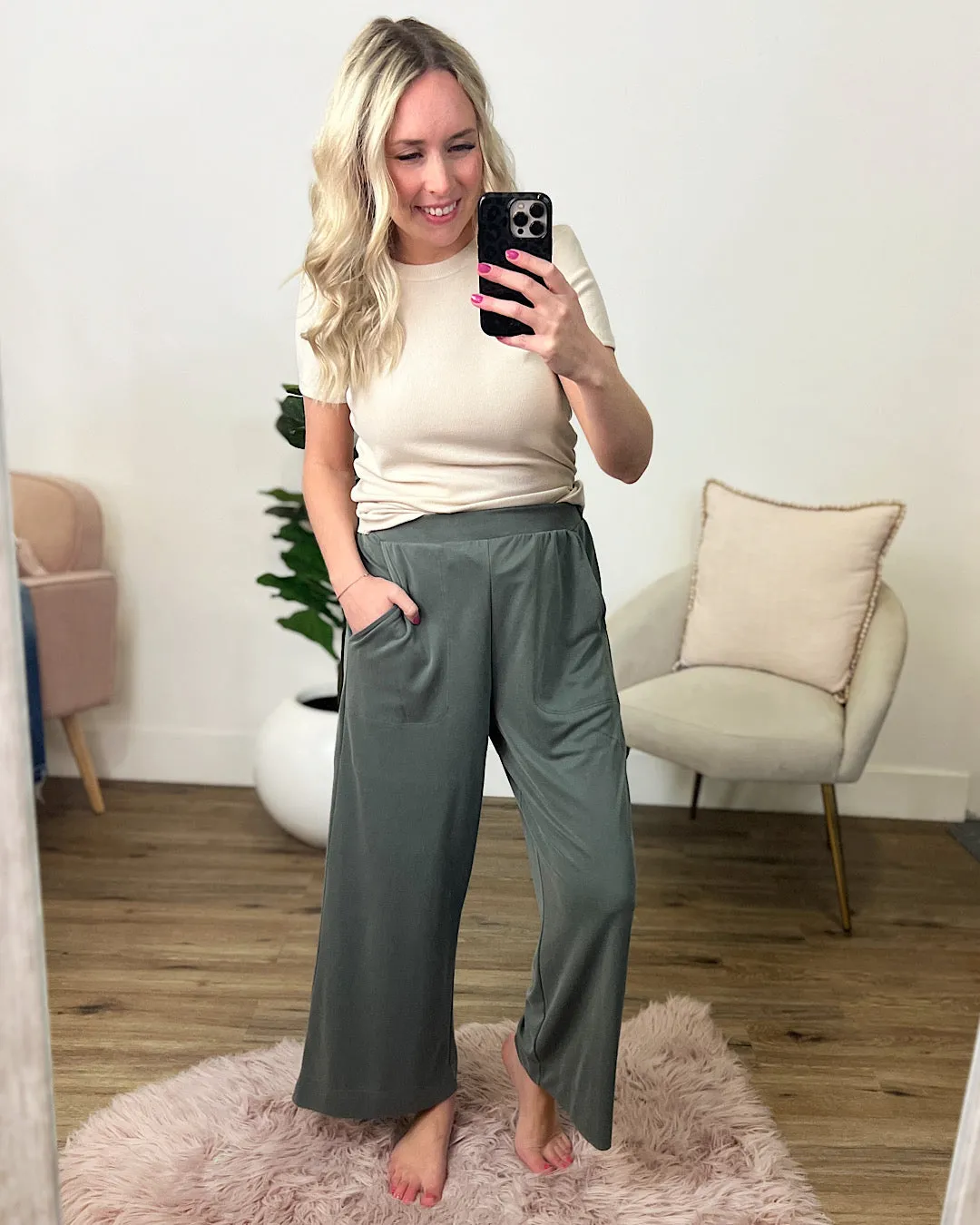 NEW! Daisy Modal Wide Leg Pants - Olive