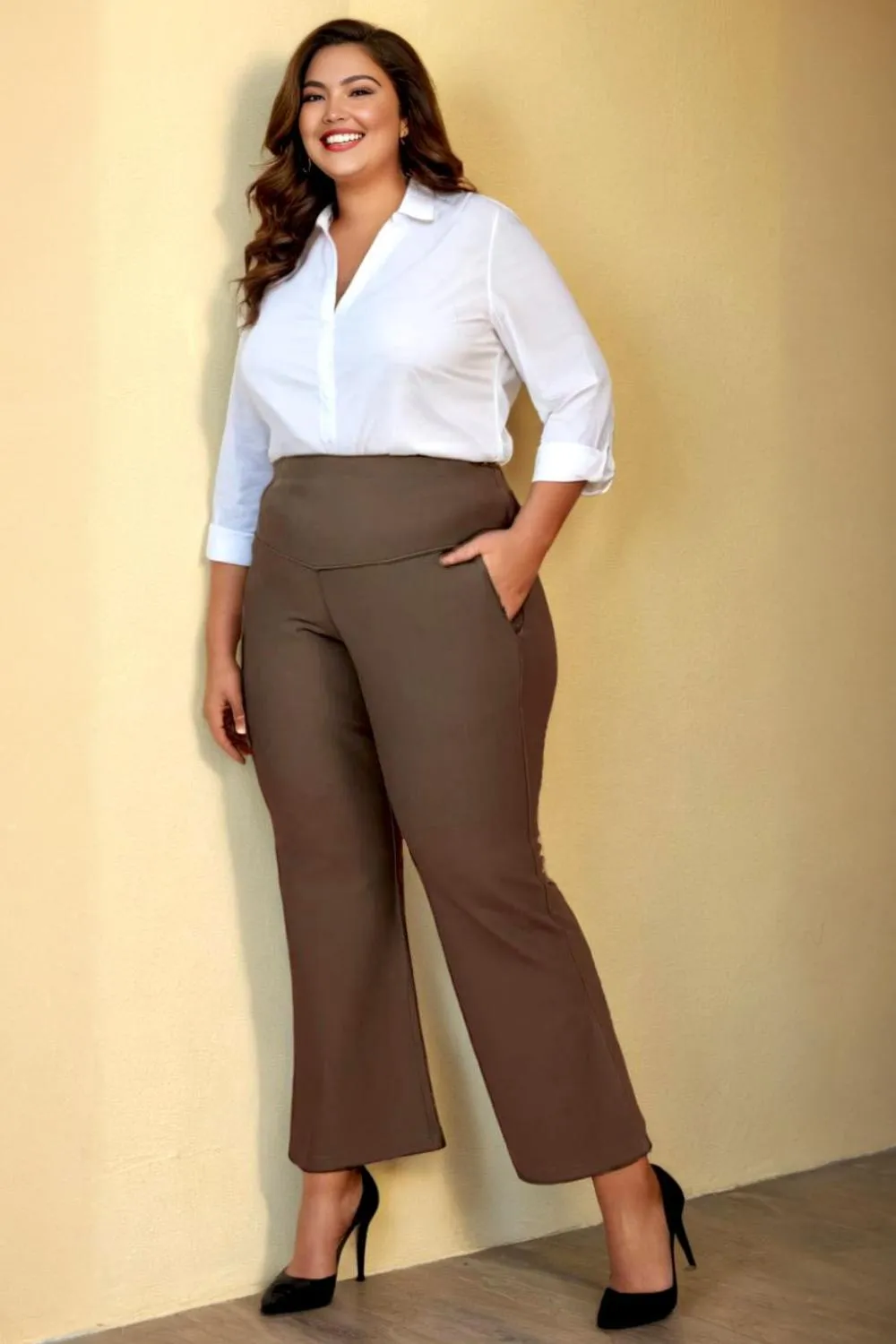 Olive Tummy Shaper Bell Bottom Pants