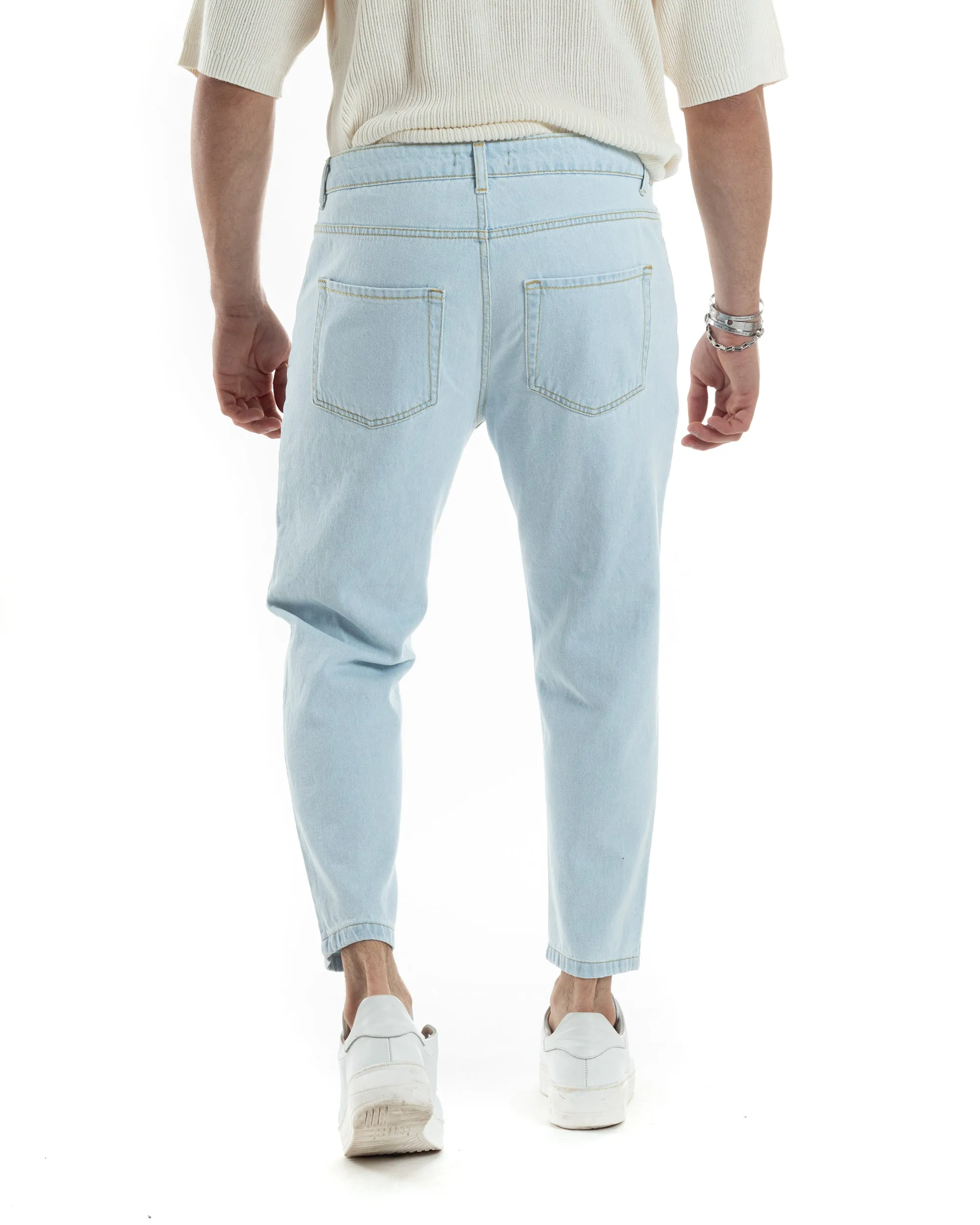 Pantaloni Jeans Uomo Straight Fit Denim Chiaro Basic Cinque Tasche Casual GIOSAL-JS1007A