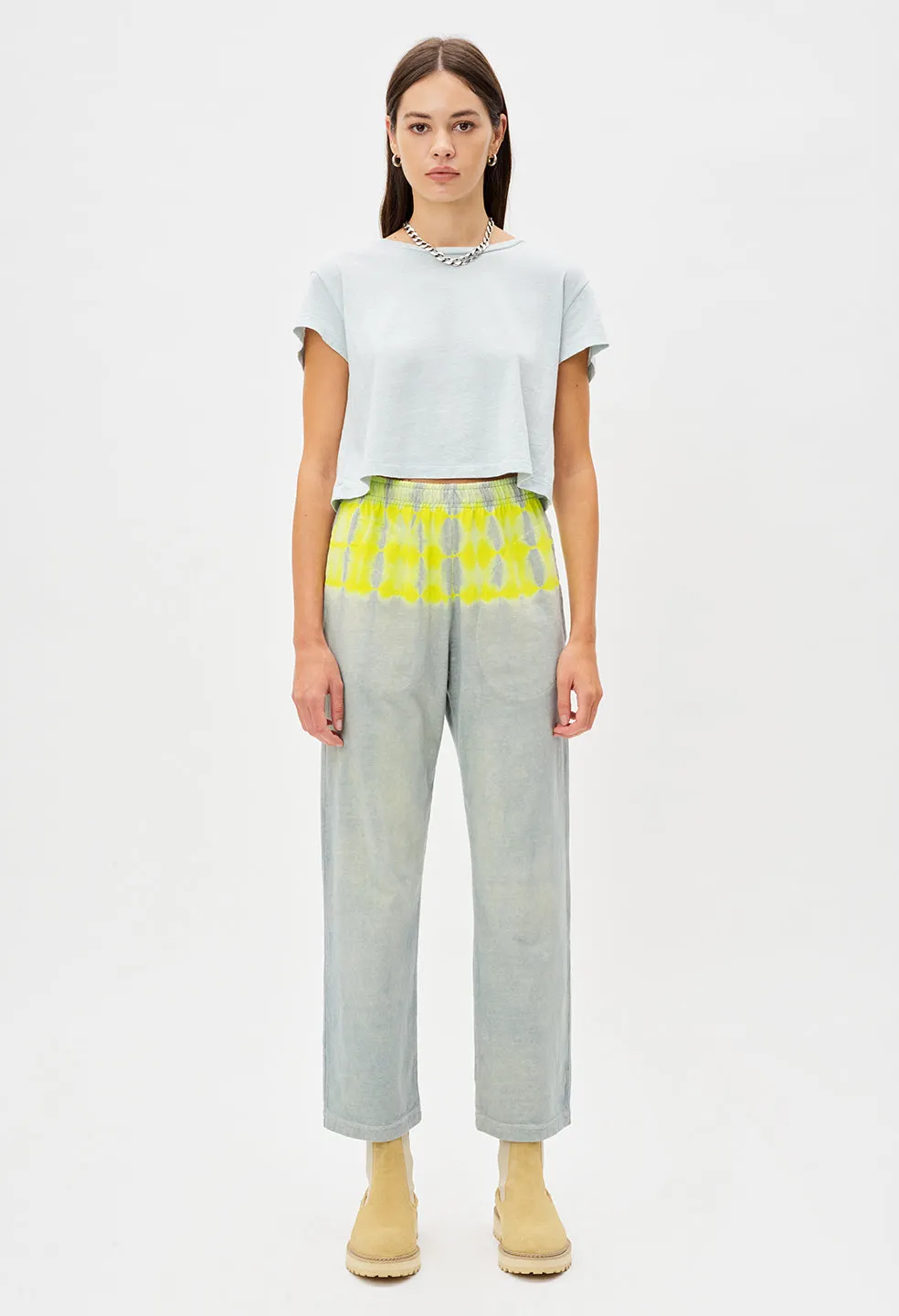 Reconstructed Tie Dye Cropped Pants / Jade X Lemon