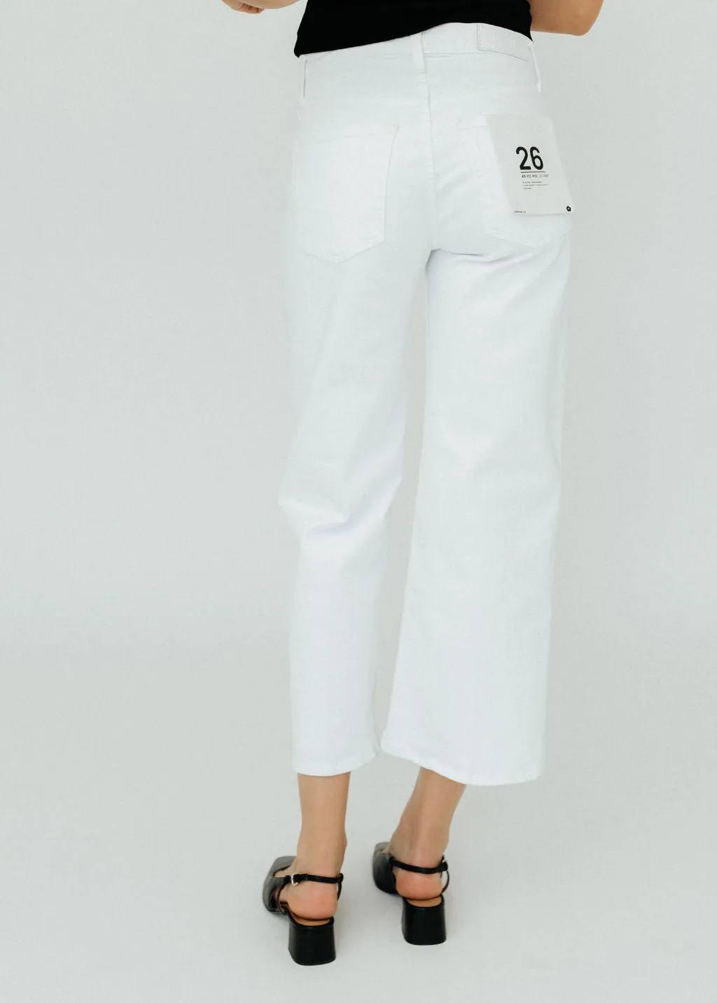 Re/Done Mid Rise Wide Leg Crop Denim in White