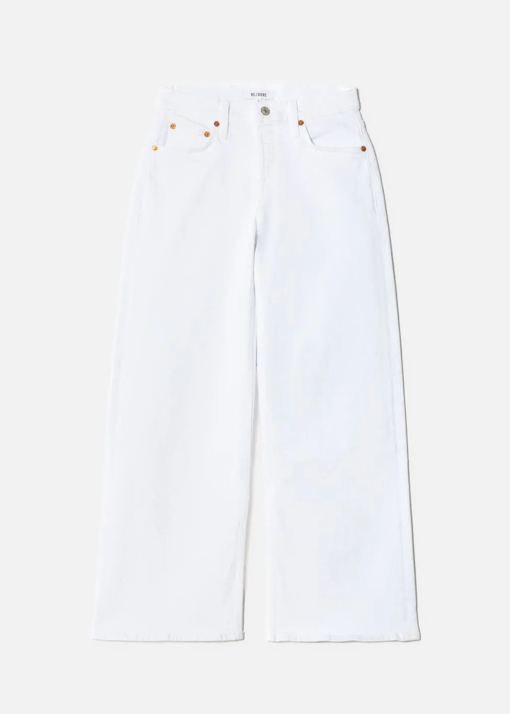 Re/Done Mid Rise Wide Leg Crop Denim in White