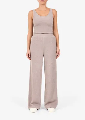 Rib Knit Lounge Palazzo Pant Taupe