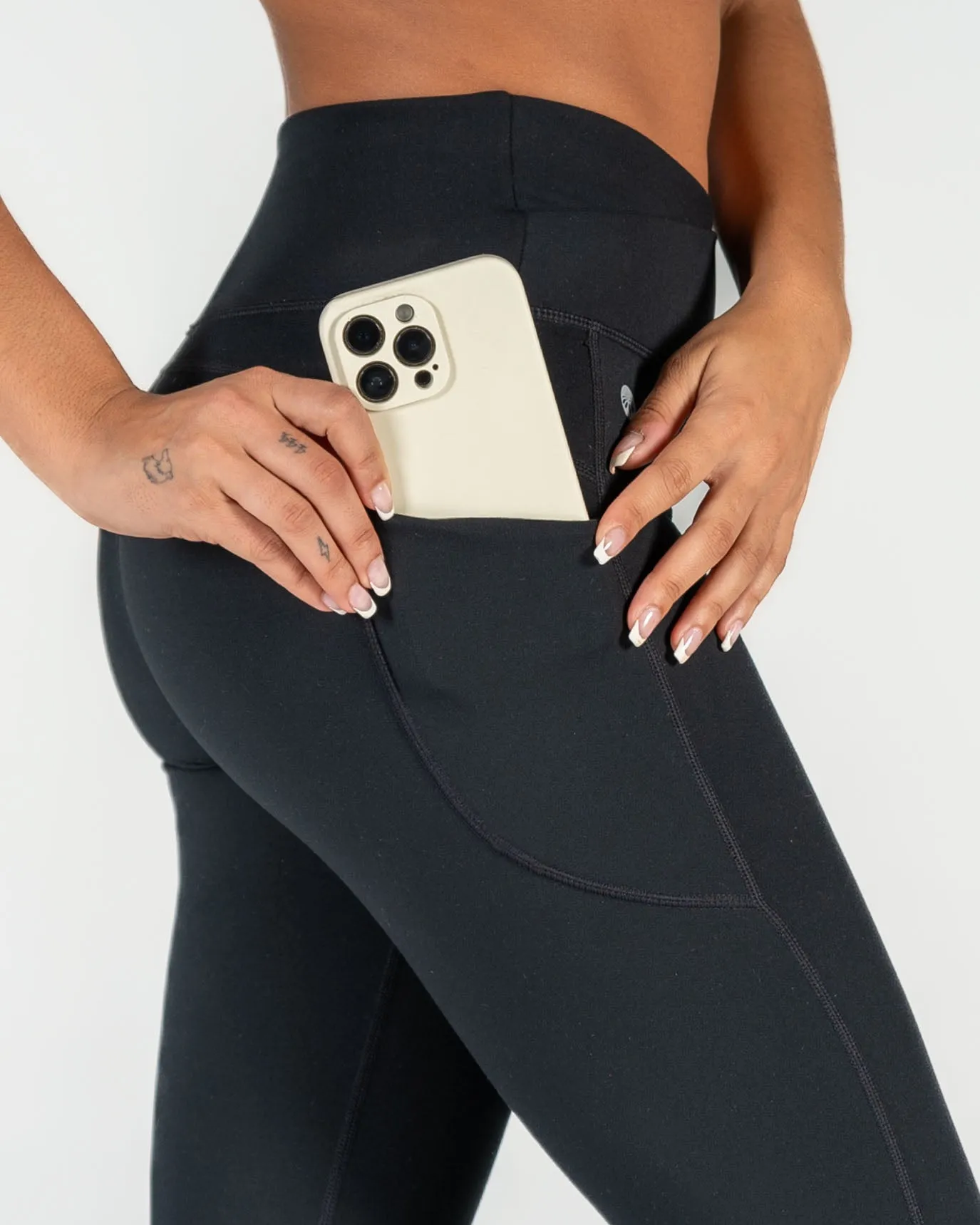 Skin Wrap Front Leggings - Black