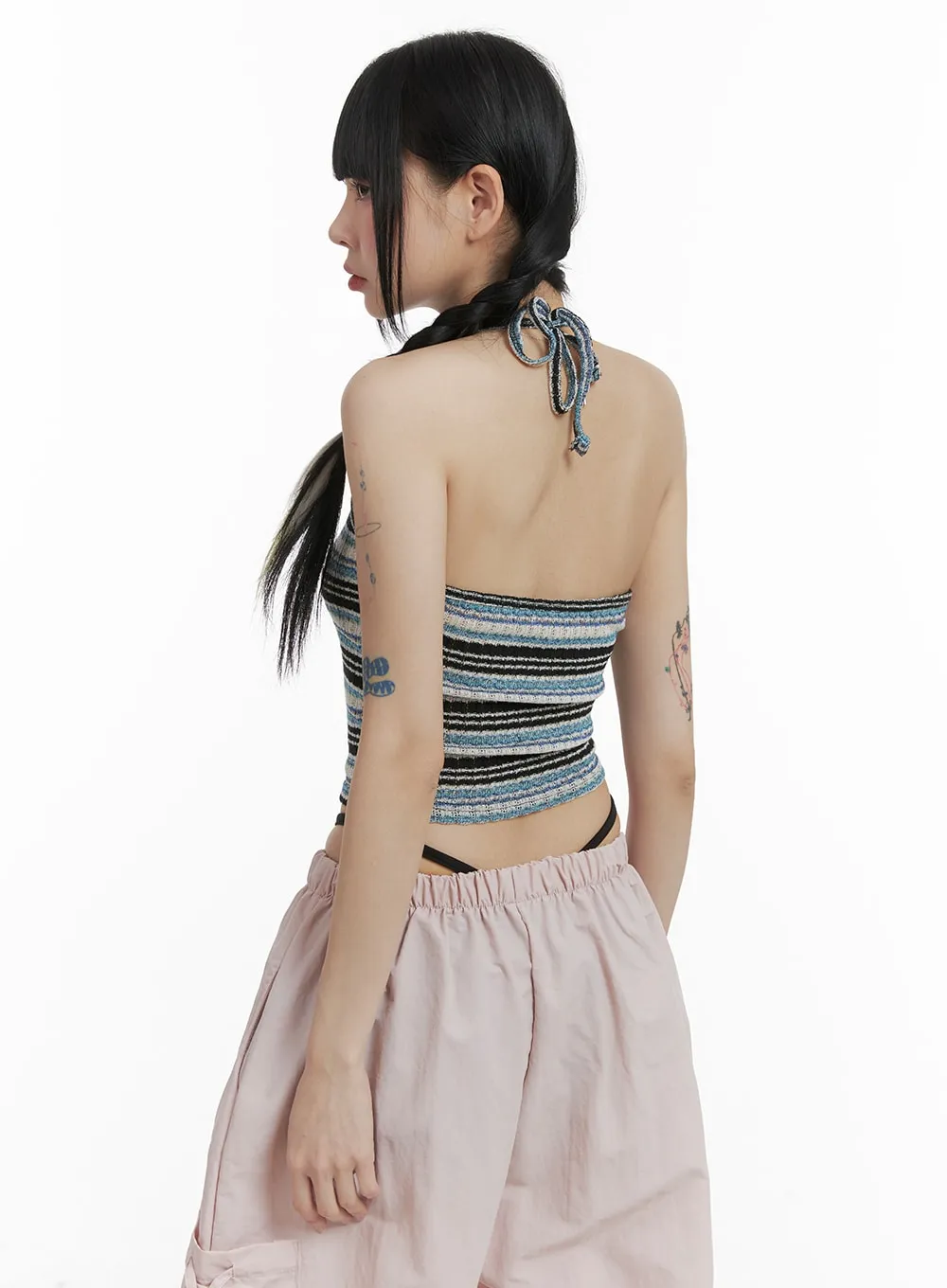 Striped Halter Top OM426