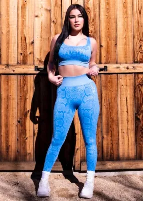 TDC BLUE SNAKESKIN LEGGINGS