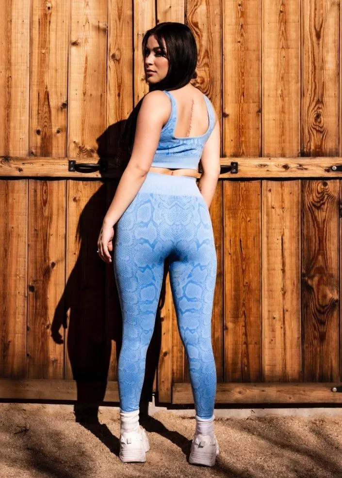 TDC BLUE SNAKESKIN LEGGINGS