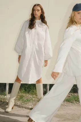 THE TUXEDO LONG SHIRT/DRESS - OFF WHITE