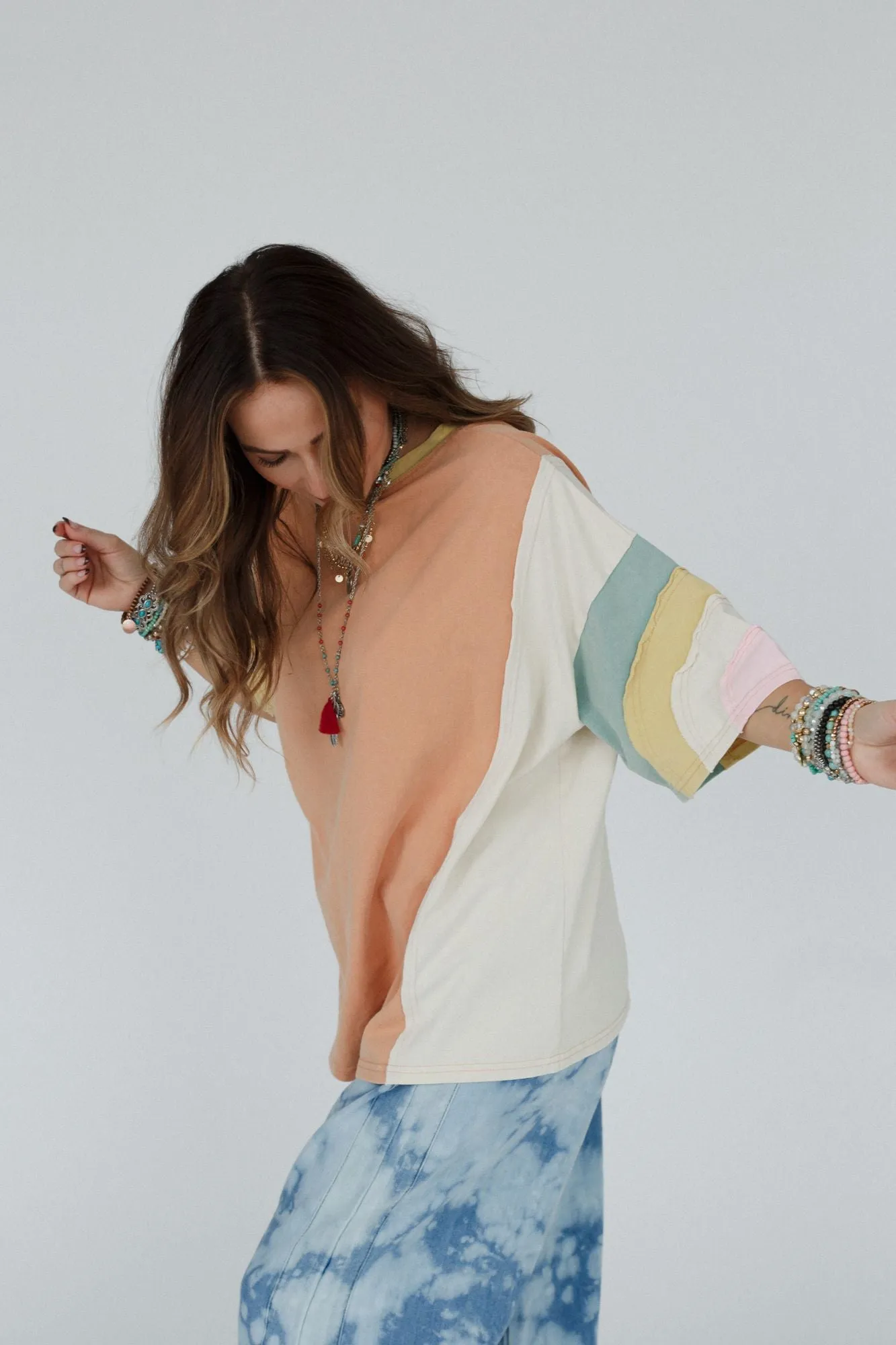 Way Back Color Block Top - Peach