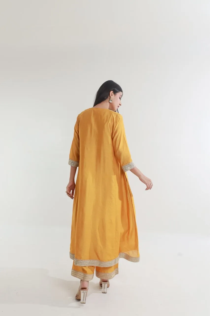 Yellow Chanderi Straight Set